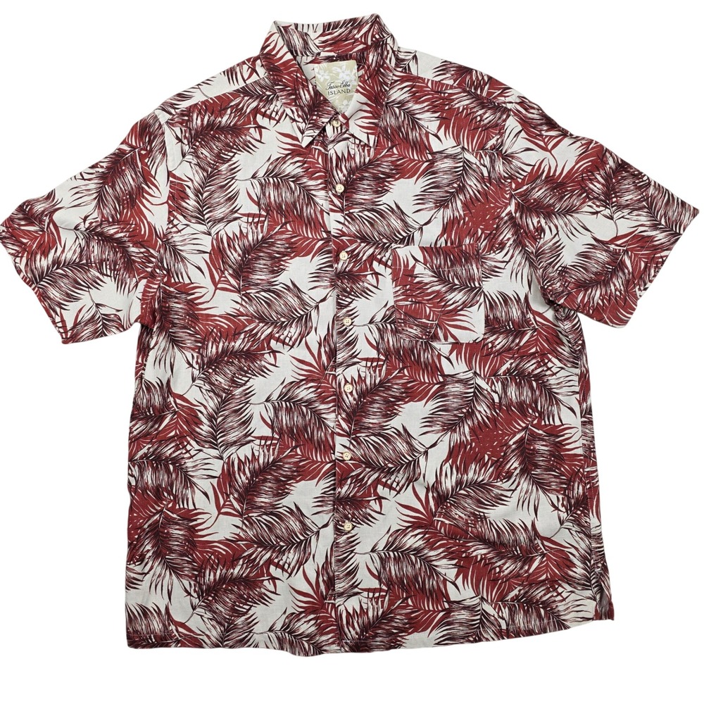 Tasso Elba Island Men's Tropical Palm Leaf Short Sleeve Button Hawaiian Shirt XL